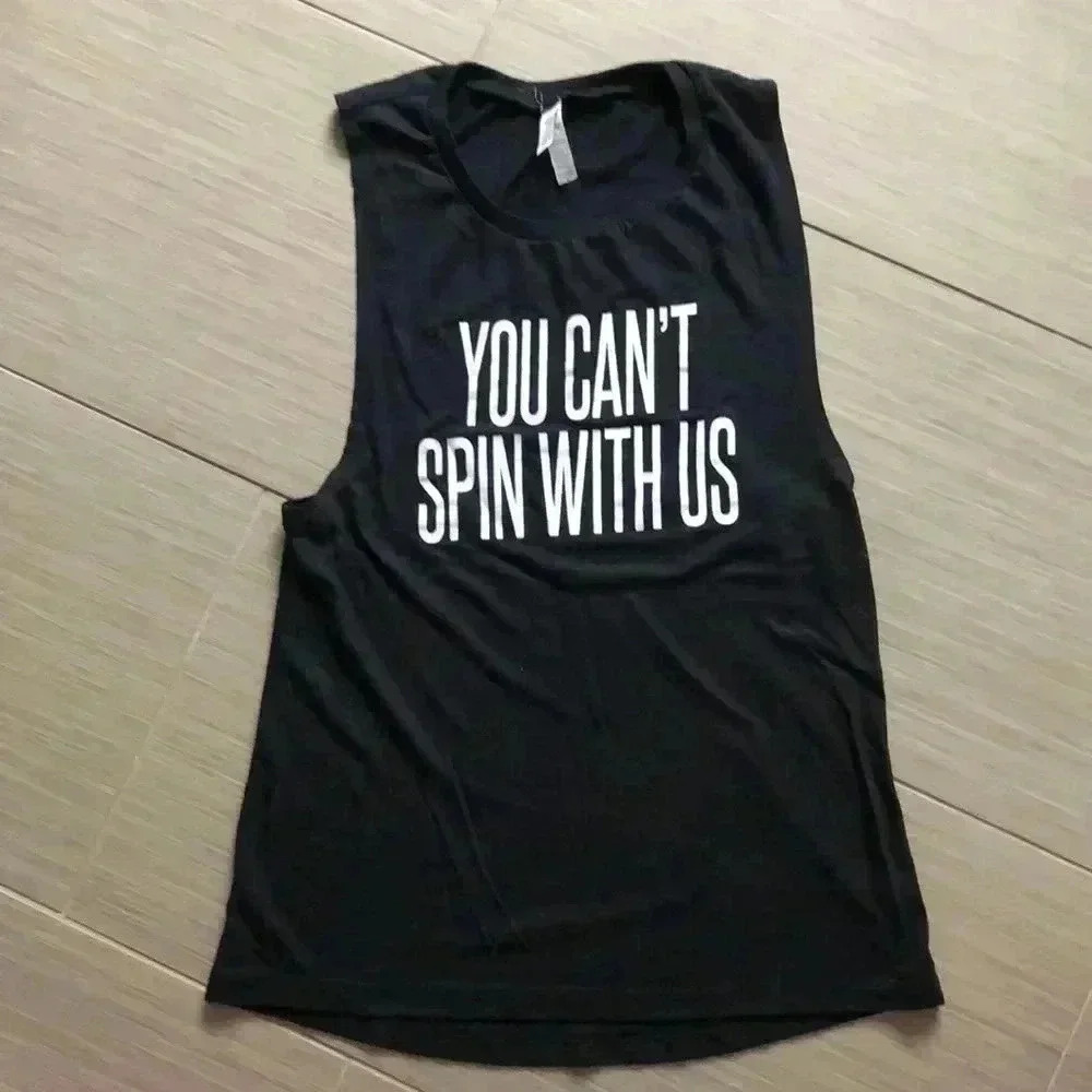 Black sleeveless athletic spin top